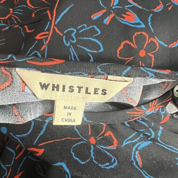 Whistles Outline Floral Jumpsuit Blue Red Button Front Tie Waist Size US 8 - Picture 10 of 11